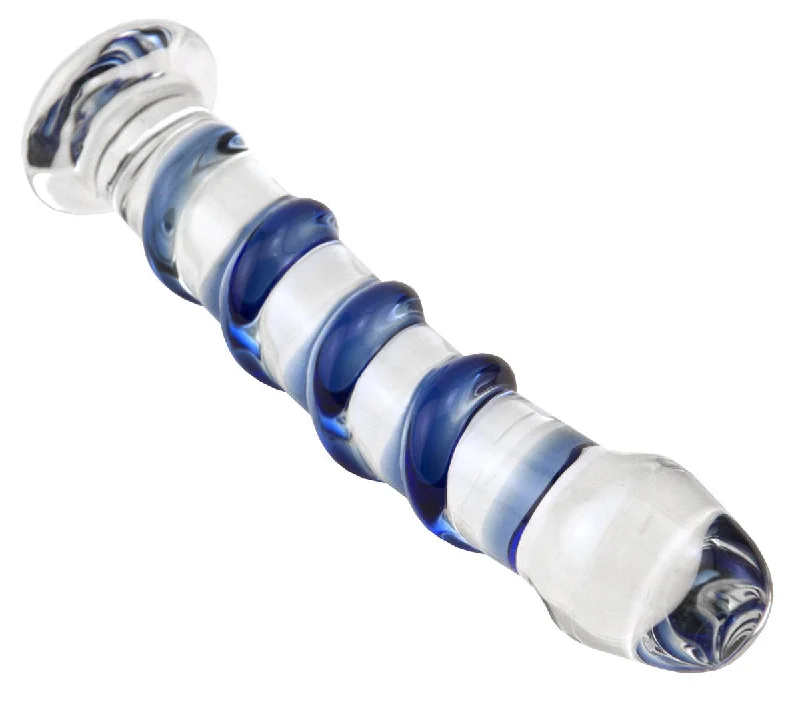 7.5" Sapphire Spiral Glass Dildo