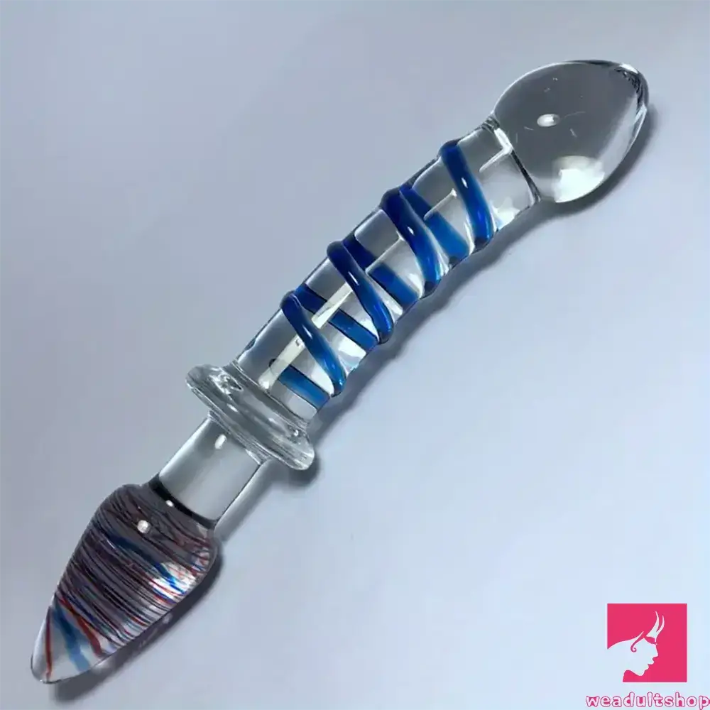 8.27in Clear Jelly Real Glass Crystal Cock Dildo For G-Spot Vaginal Love