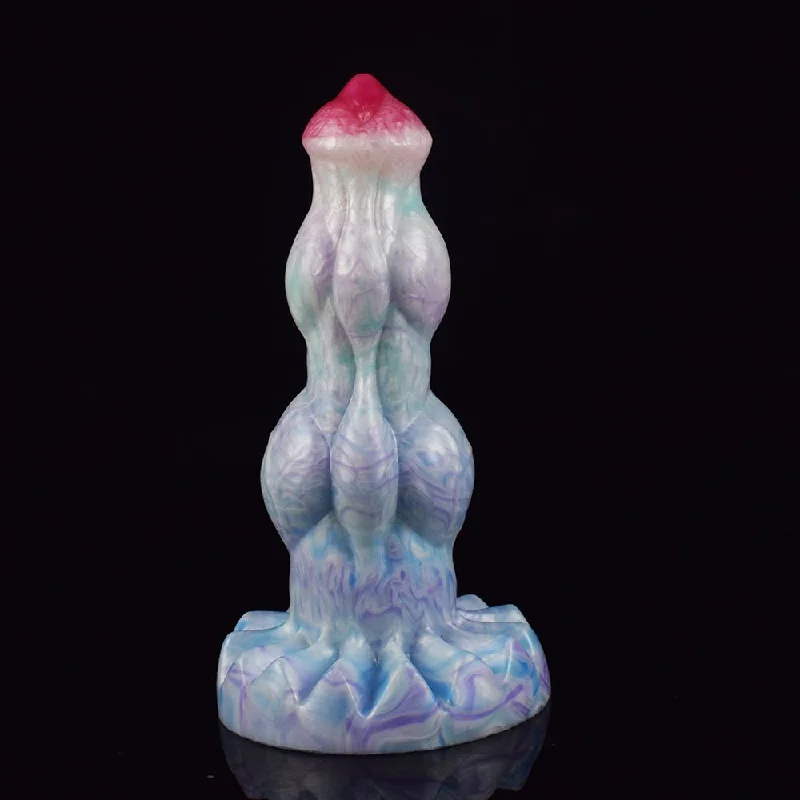 Cyan Thick Beast Penis Huge Knot Ice Dragon Series Dildo With Suction Cup