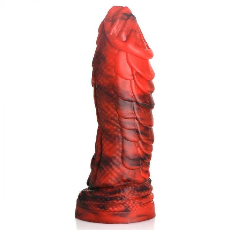 Fire Dragon Red Scaly Silicone Dildo - Red