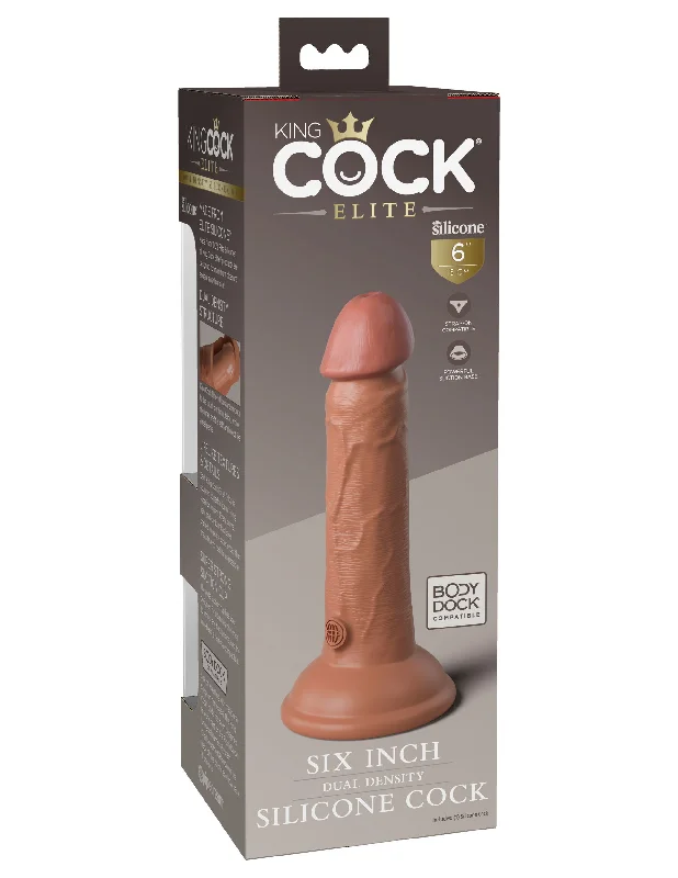 King Cock Elite 6 Inch Silicone Dual Density Cock  - Tan