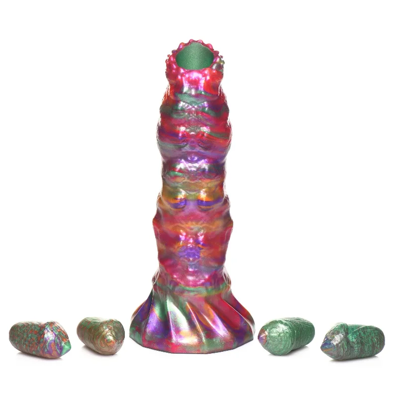 Larva Silicone Ovipositor Dildo With Eggs - Multicolor