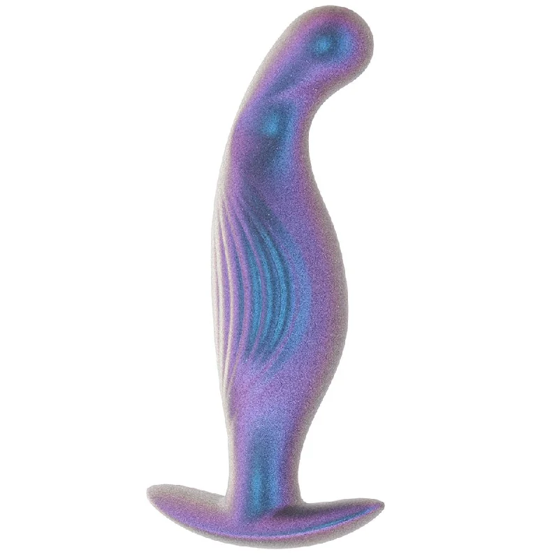 Ouch! Smooth Silicone P-Spot Butt Plug in Metallic Blue