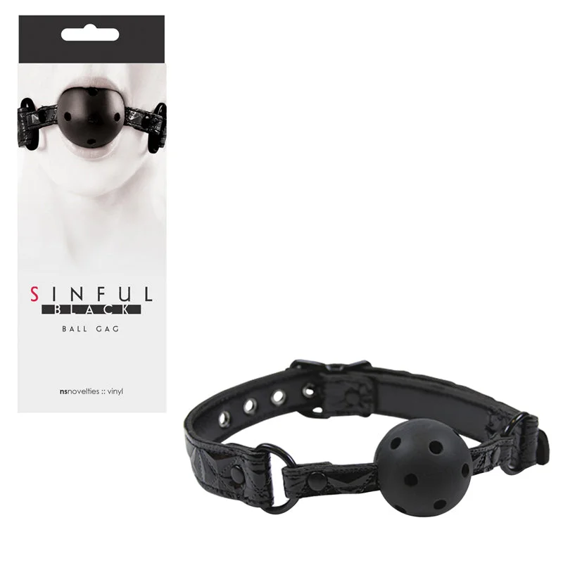 Sinful Vinyl Ball Gag Black