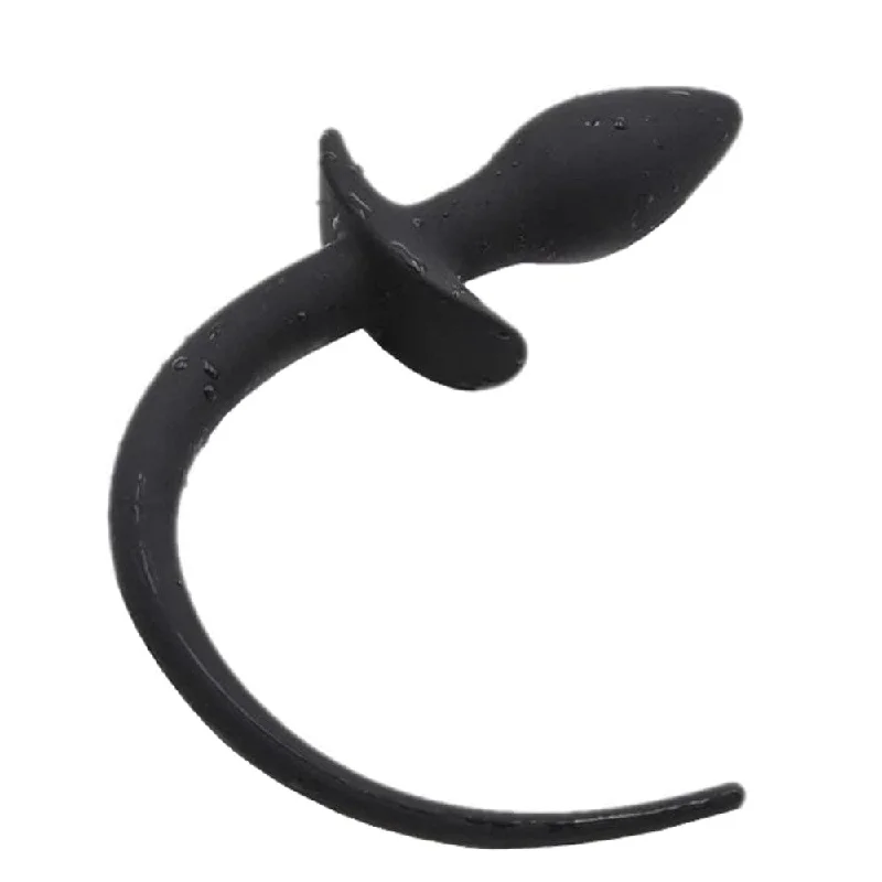 Classic Black Silicone Dog Tail Plug 11" Long