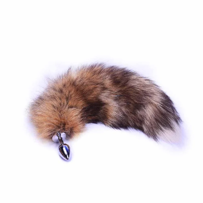 Flowing Wild Black and Brown Cat Fox Tail Animal Butt Plug 25" Long