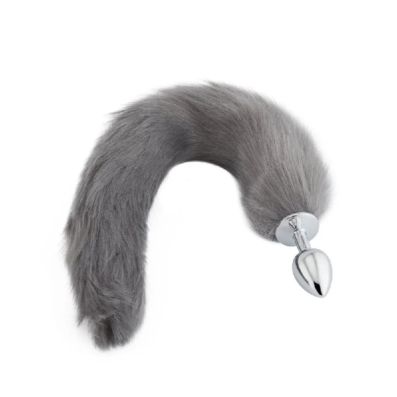 Frosty Gray Wolf Tail Plug