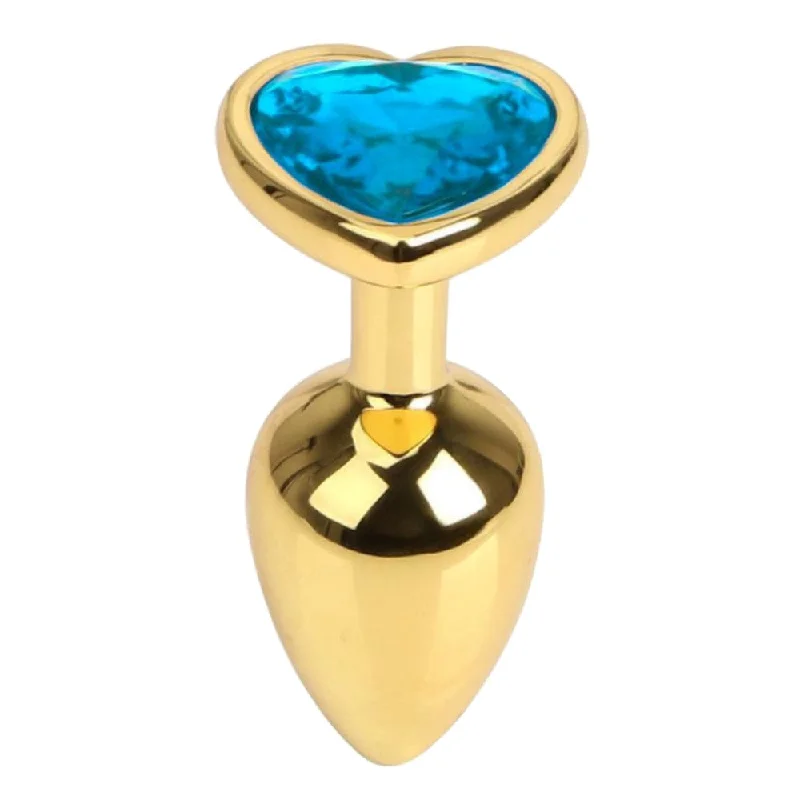 Heart-Shaped Jewel Stainless Steel Gold Pretty Plug 2.76" Long