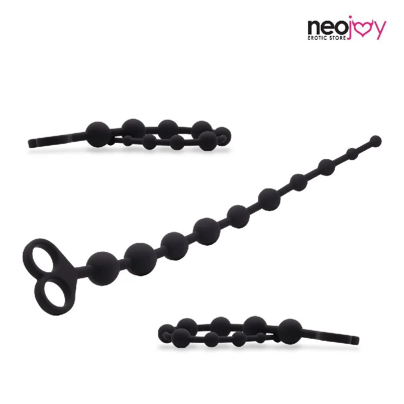 Neojoy Anal Beads Silicon with double loops Black - Extra Large 12.9 inch - 33 cm