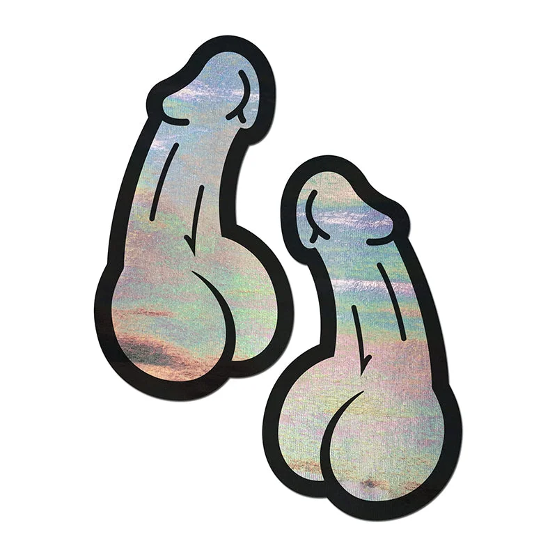 Pastease Penis: Holographic Silver Dick Nipple Pasties