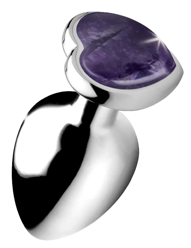 Genuine Amethyst Gemstone Heart Anal Plug