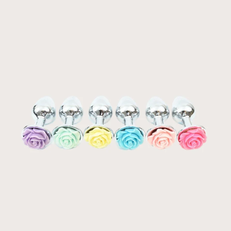 Silver Flower Gem Butt Plugs