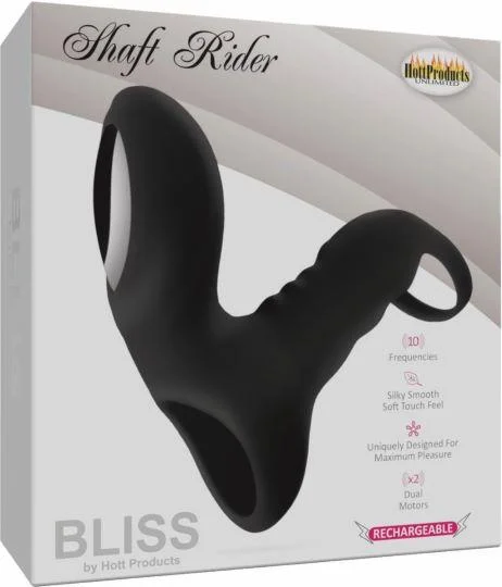 Bliss Shaft Rider Vibrating Cock Ring Sleeve - Black