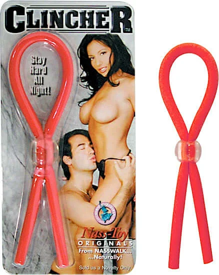 Nasstoys Clincher Cockring Red – Adjustable Lasso-Style Cock Ring with Slider Bead