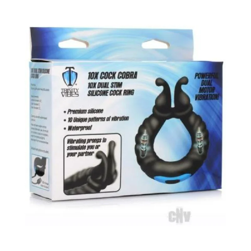 T4m 10x Cock Cobra Dual Cock Ring Blk